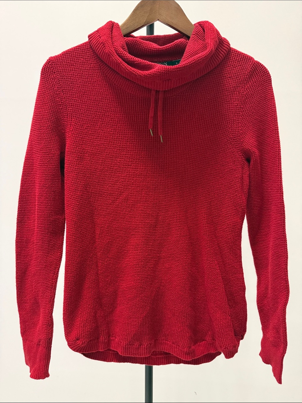 Lauren Ralph Lauren Red Cowl Neck Toggle Sweater | Size S